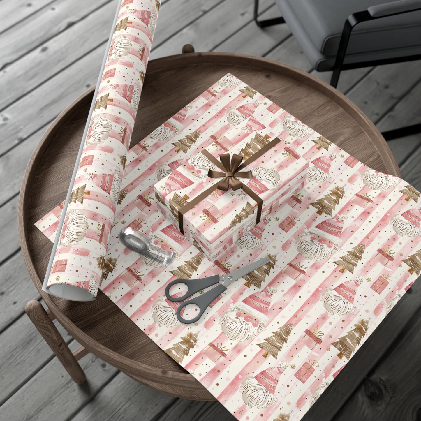 Pink & Gold Santa Wrapping Paper