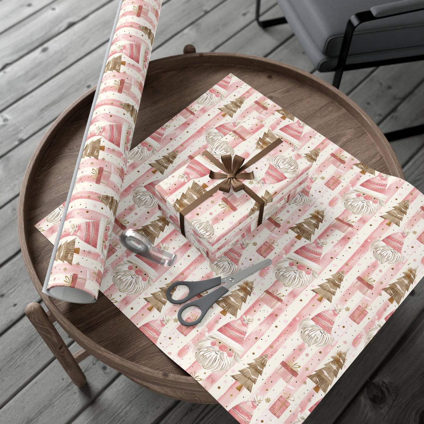 Pink & Gold Santa Wrapping Paper