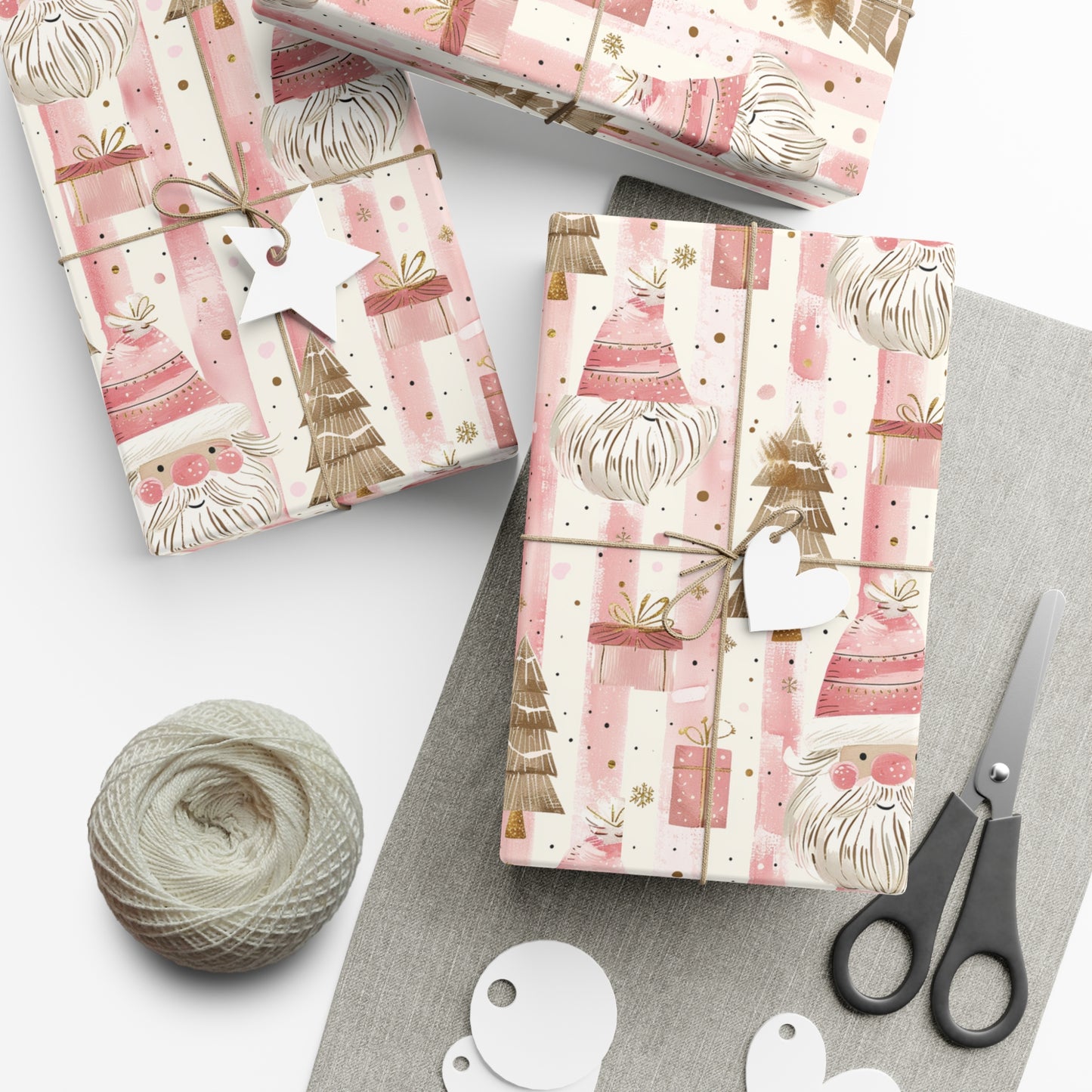 Pink & Gold Santa Wrapping Paper