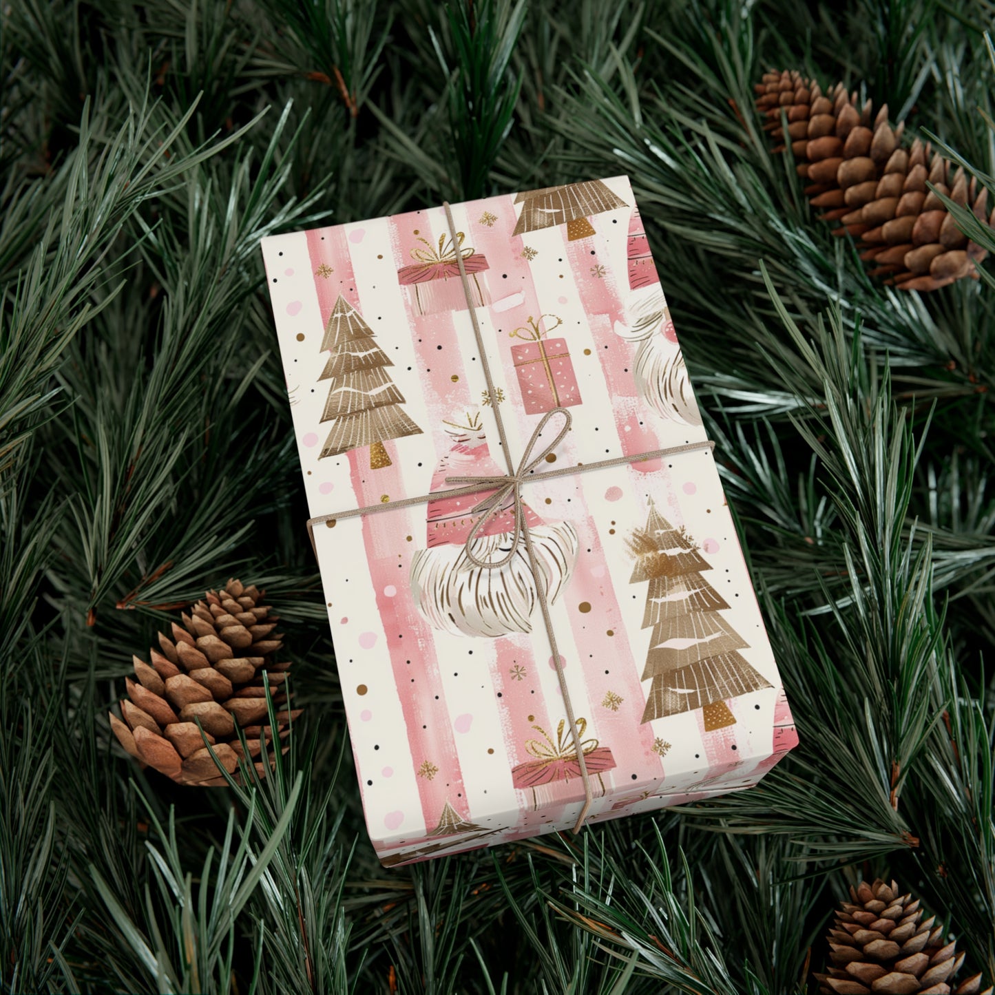 Pink & Gold Santa Wrapping Paper