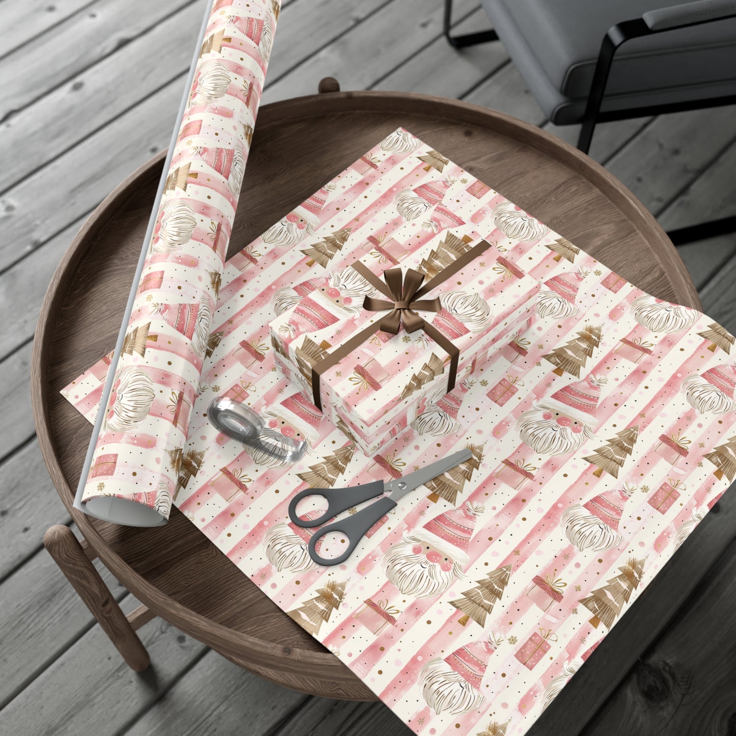 Pink & Gold Santa Wrapping Paper