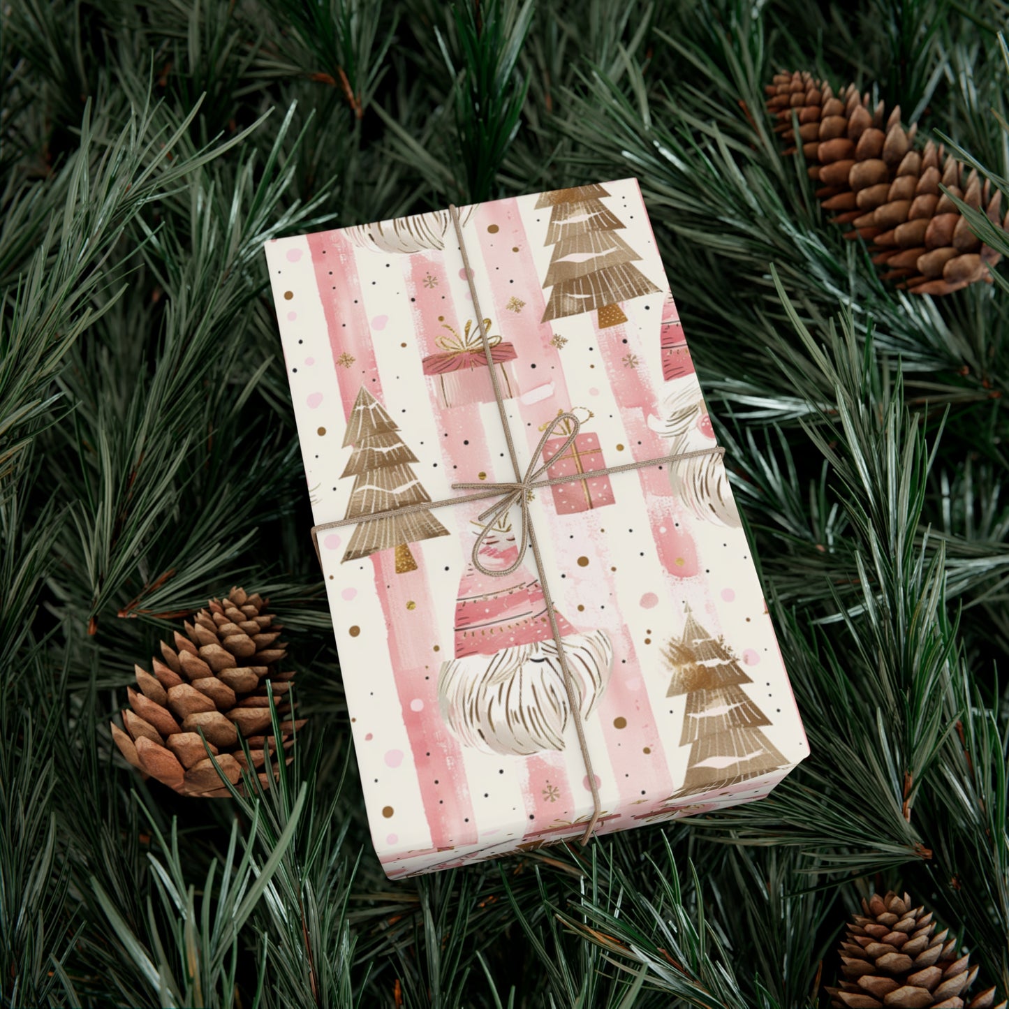 Pink & Gold Santa Wrapping Paper