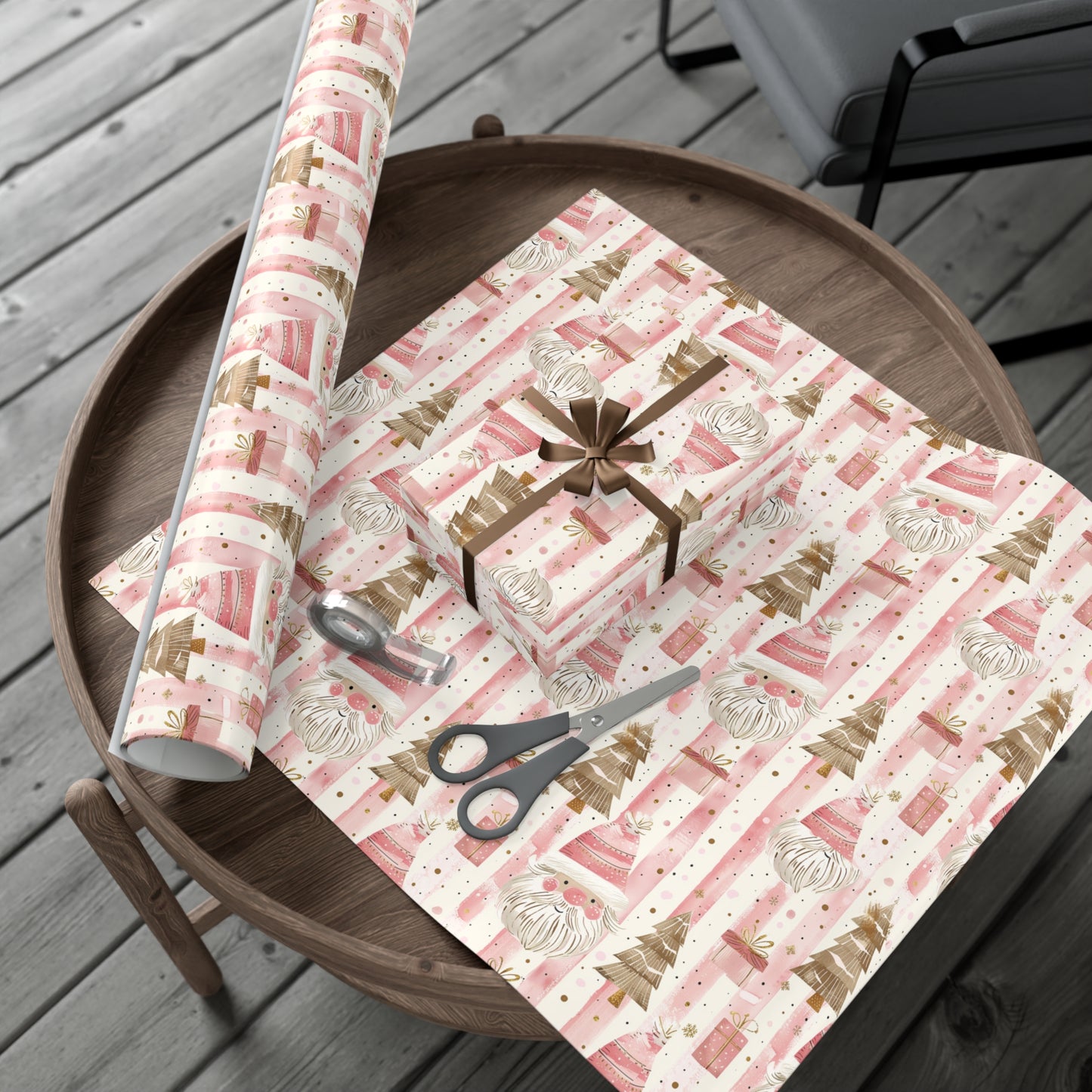 Pink & Gold Santa Wrapping Paper