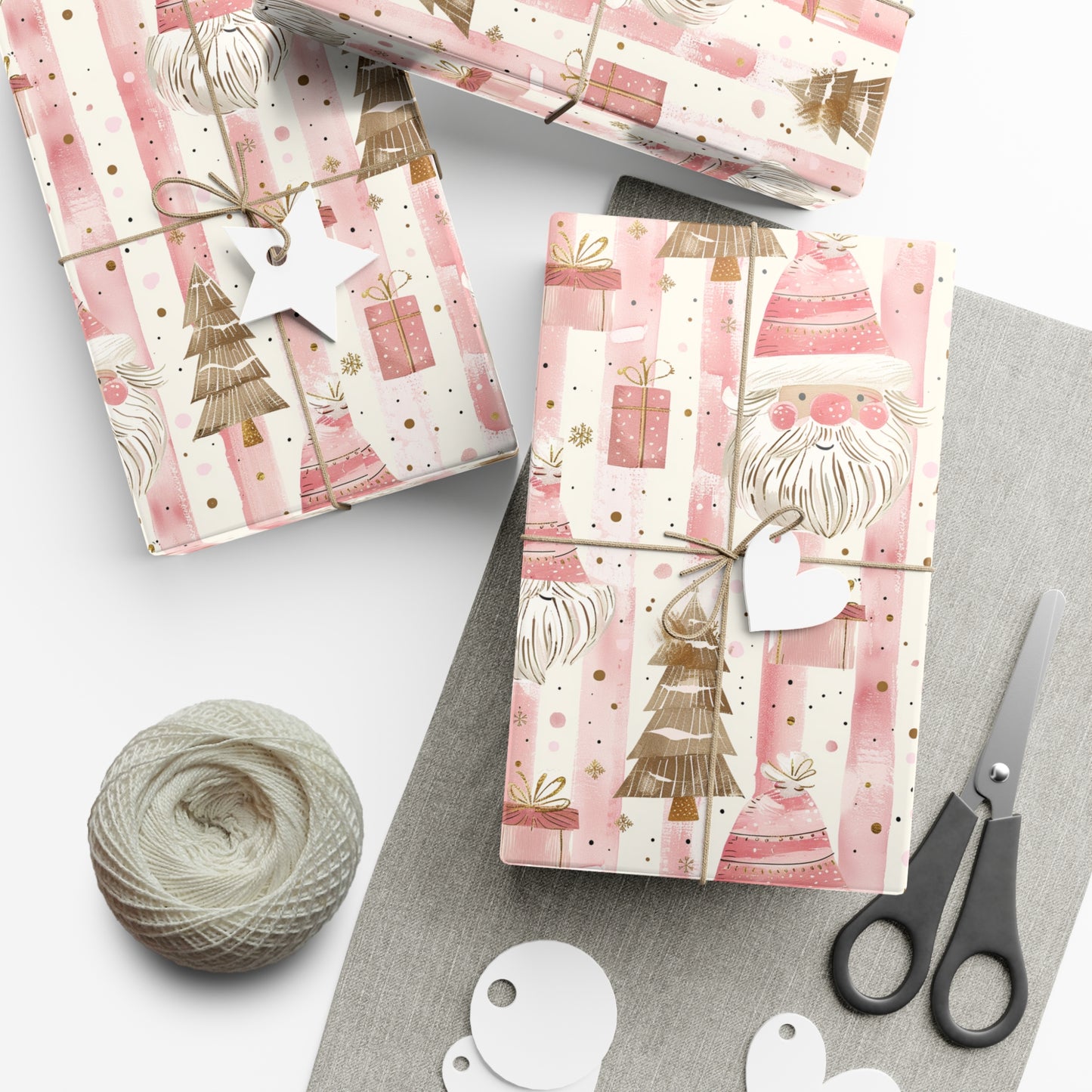 Pink & Gold Santa Wrapping Paper