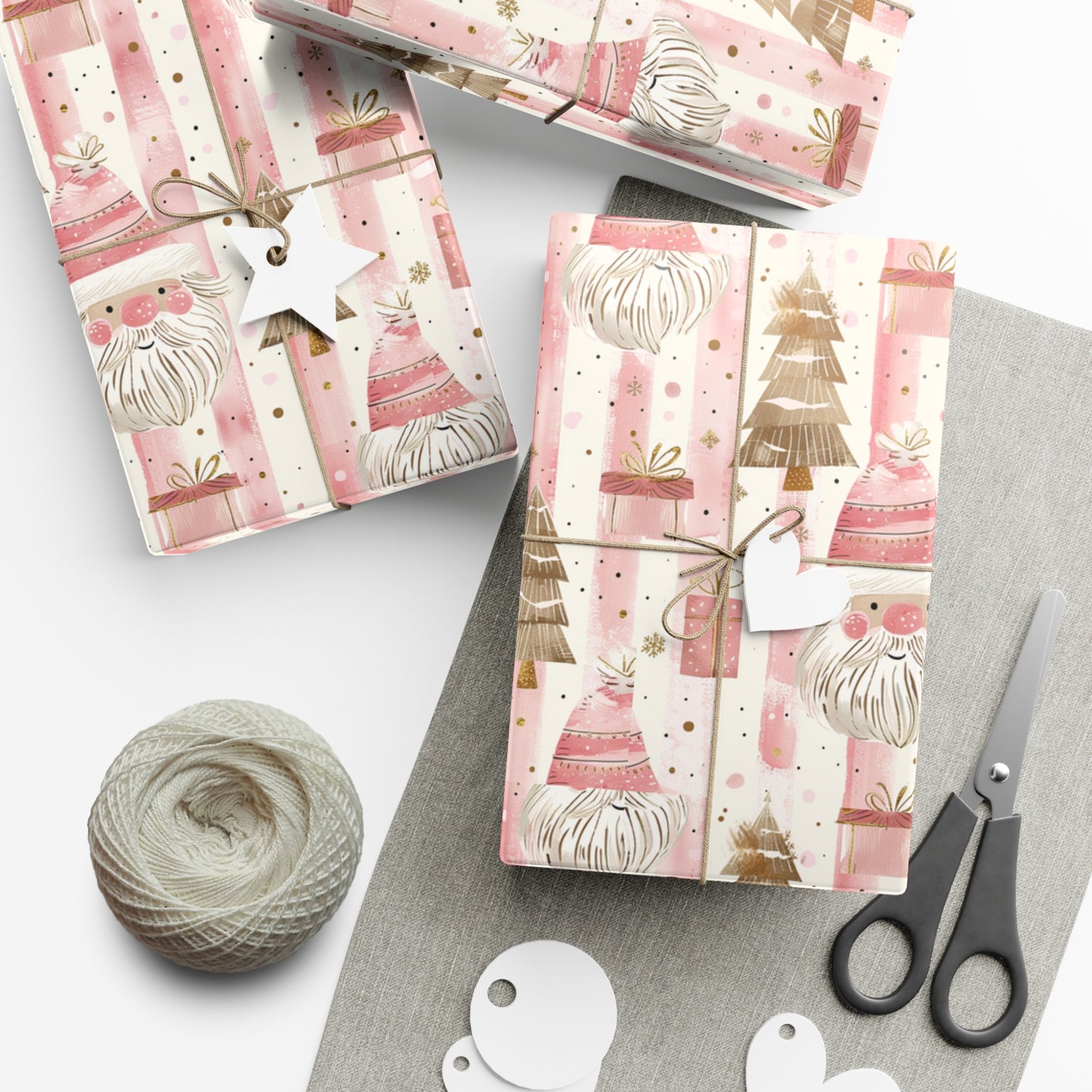 Pink & Gold Santa Wrapping Paper