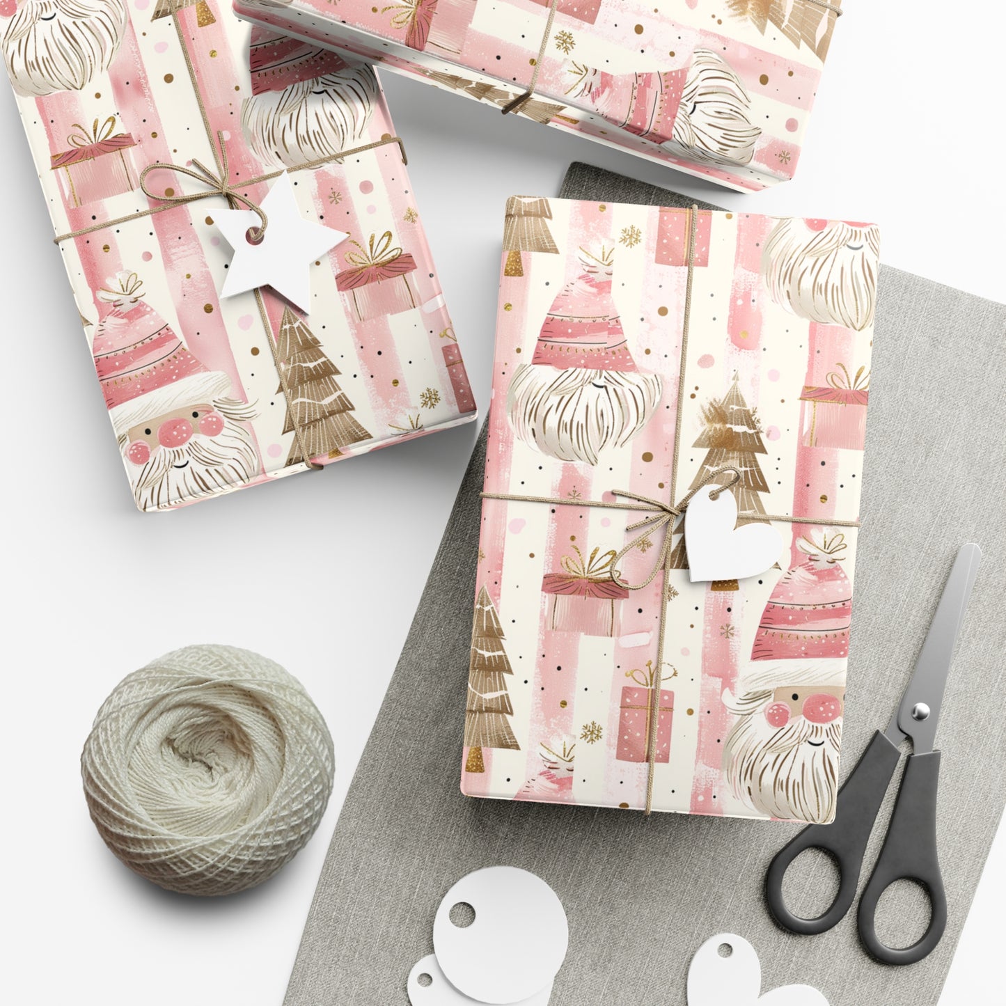 Pink & Gold Santa Wrapping Paper