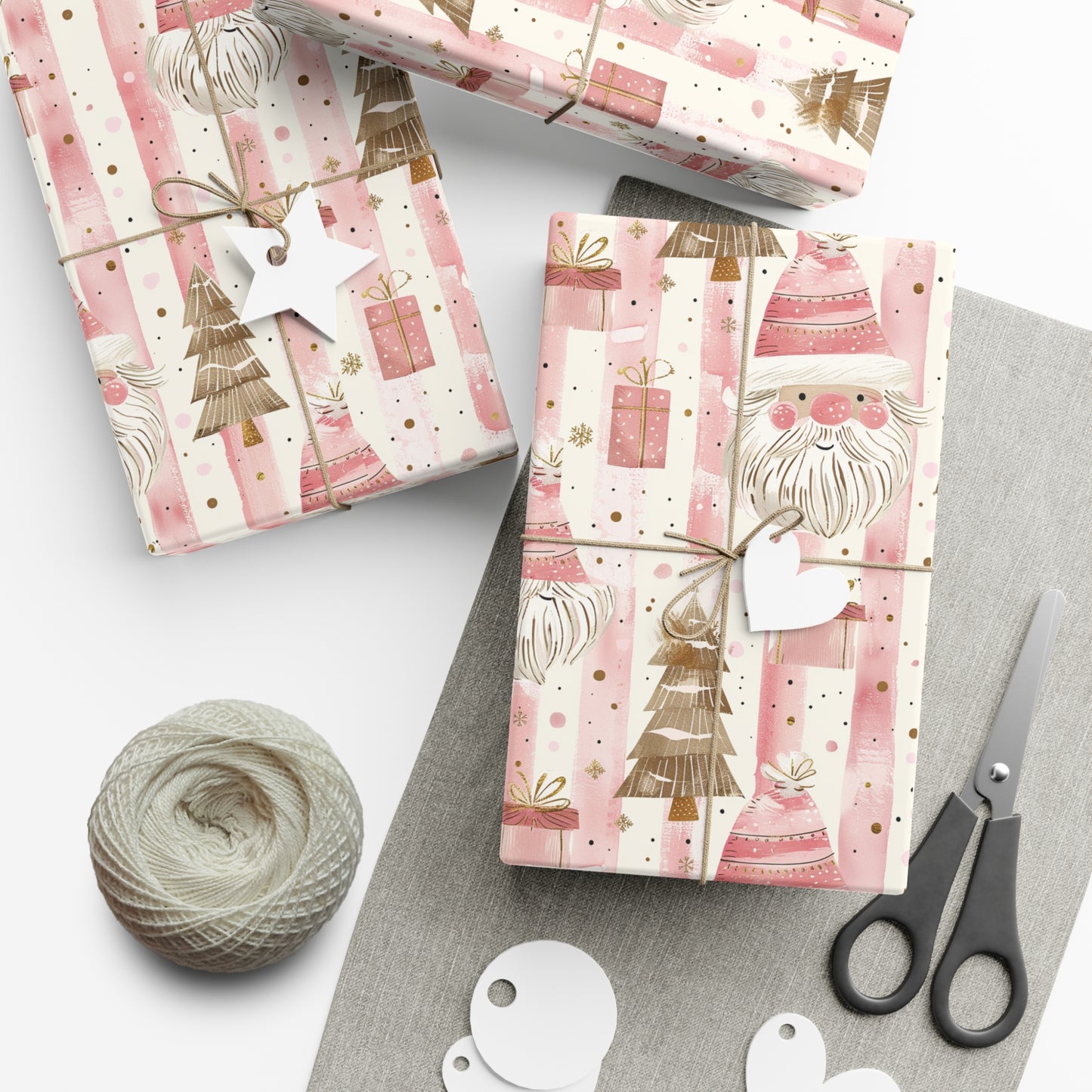 Pink & Gold Santa Wrapping Paper